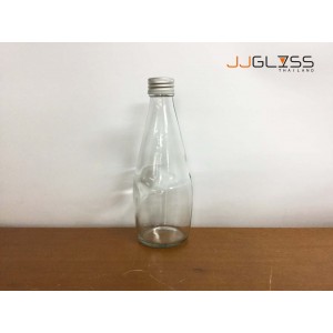 Bowling Water Bottle 300 ML. (Cover Silver) - Transparent Glass Bottle, Cover Silver